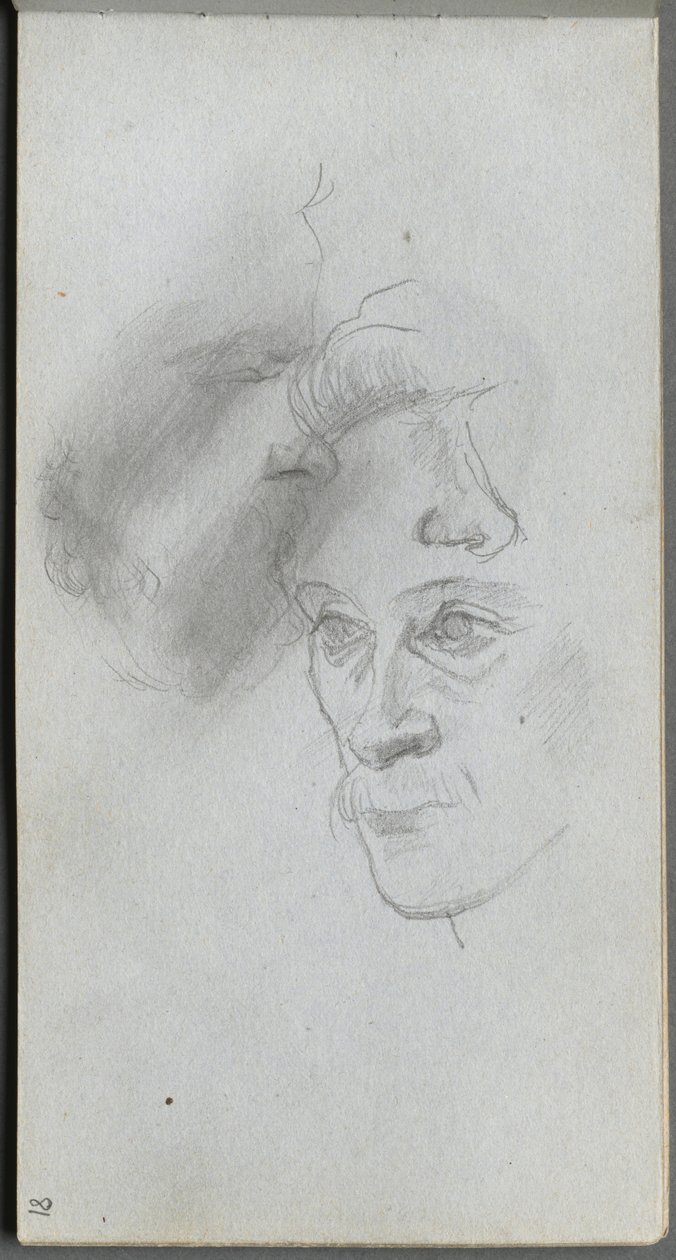Skitsebog, side 81: Studie af ansigter. af Jean Louis Ernest Meissonier