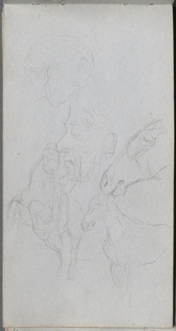 Skitsebog, side 90: Studie af heste, profiler. af Jean Louis Ernest Meissonier