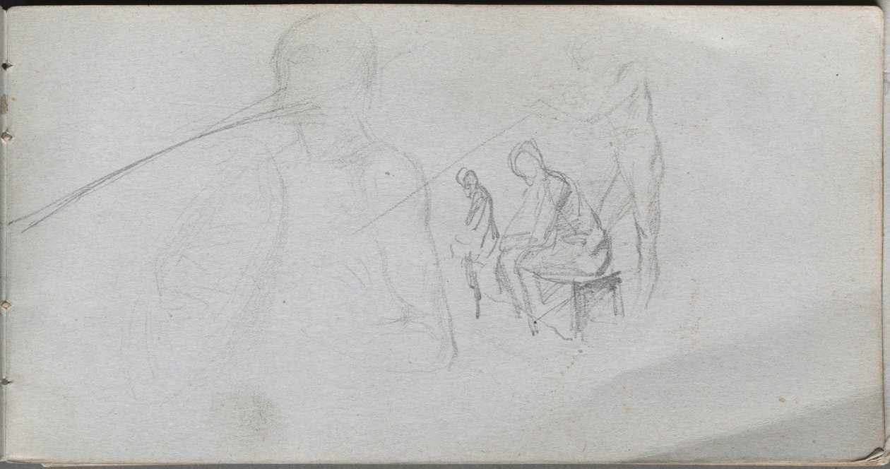Skitsebog, side 98: Studie af figurer af Ernest Meissonier
