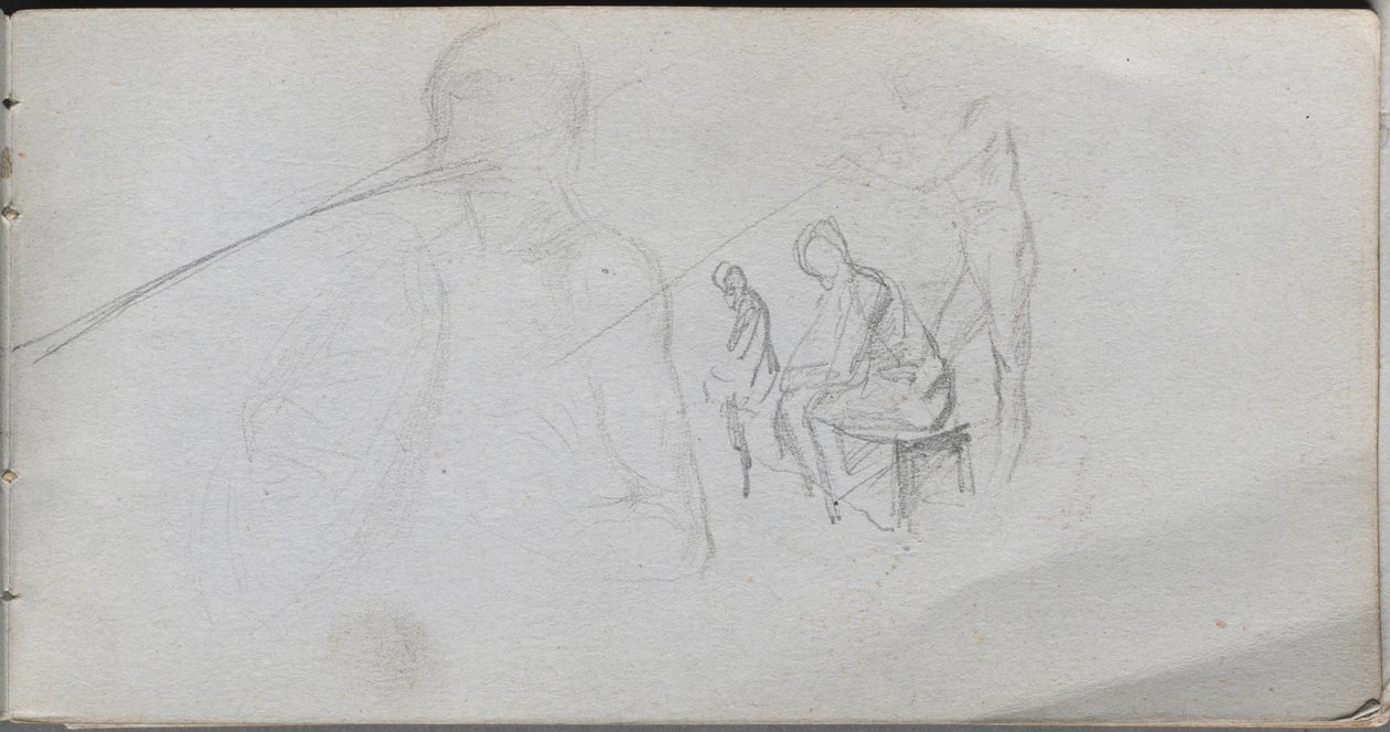 Skitsebog, side 98: Studie af figurer. af Jean Louis Ernest Meissonier