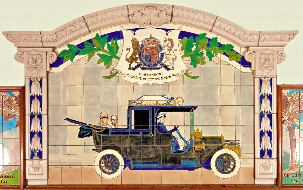 Kong Edward VII og prinsen af Wales i en Sedanca de Ville-bil (keramik) af Ernest Montaut