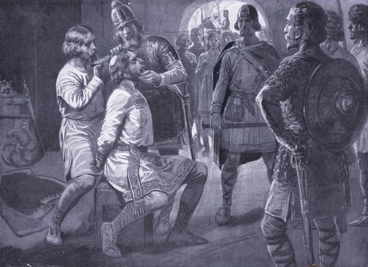 Ceolwulf, konge af Northumbria, bliver tvangsklippet AD731 af Ernest Prater