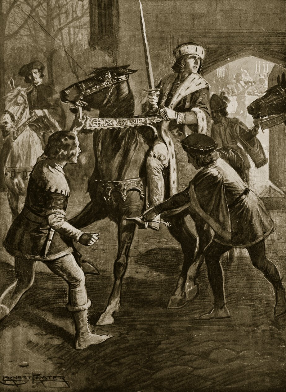 Edward IV flygter fra ærkebiskoppens Hertfordshire Manor, 1470, illustration fra 