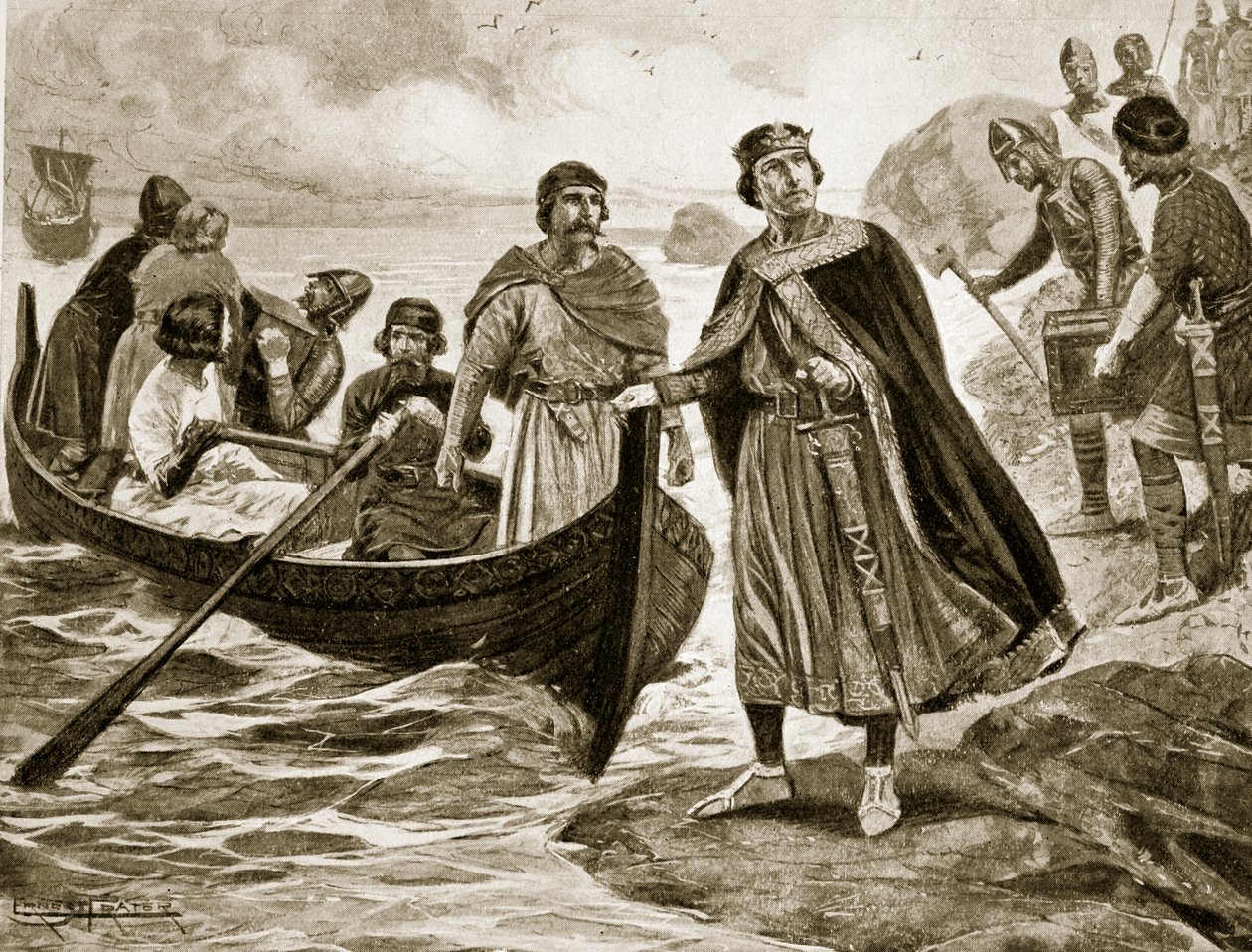Ethelred the Unready på vej til Normandiet, 1013, illustration fra 