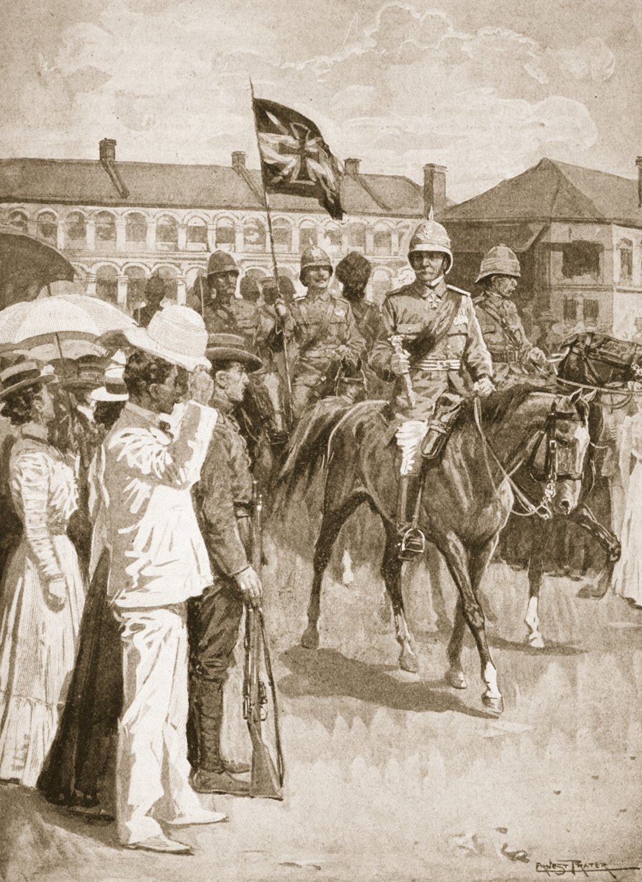 Lederen af de allierede, illustration fra Battles of the Nineteenth Century: Vol. VII, Den kinesiske krig 1900-1901 af Archibald Forbes, G.A. Henty og major Arthur Griffiths af Ernest Prater
