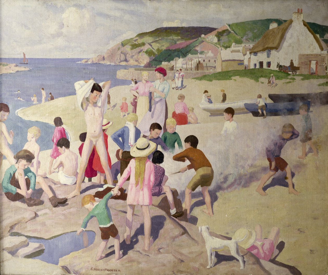 Strandscene, ca. 1925 af Ernest Procter