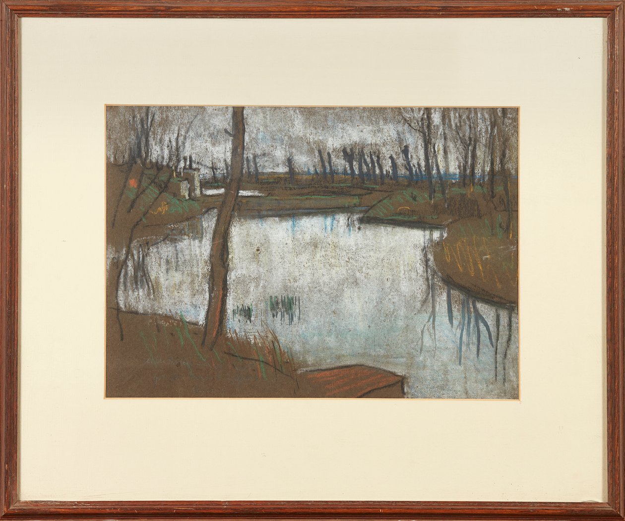 Lillebroen og vestgraven (pastel på brunt papir) af Ernest Procter