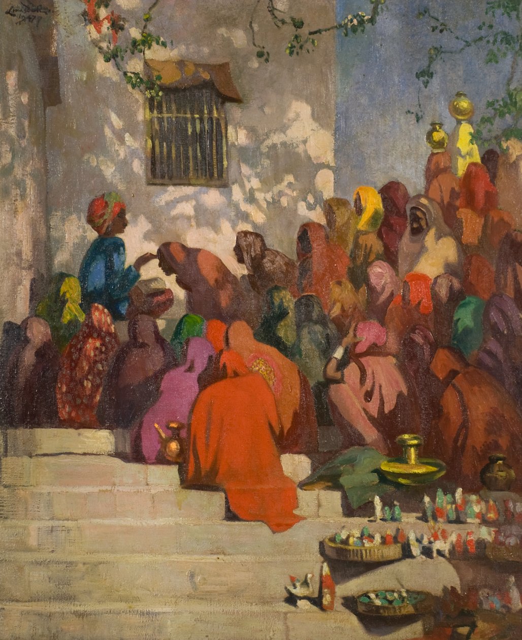Ganges (eller Hindus and the Pandit), ca. 1922 (olie på lærred) af Ernest Stephen Lumsden