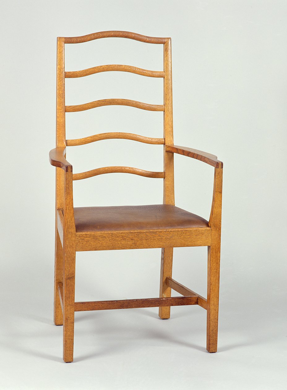 Lænestol, udformet i 1903, fremstillet i Peter Waals værksted, 1923 (eg) af Ernest William Gimson