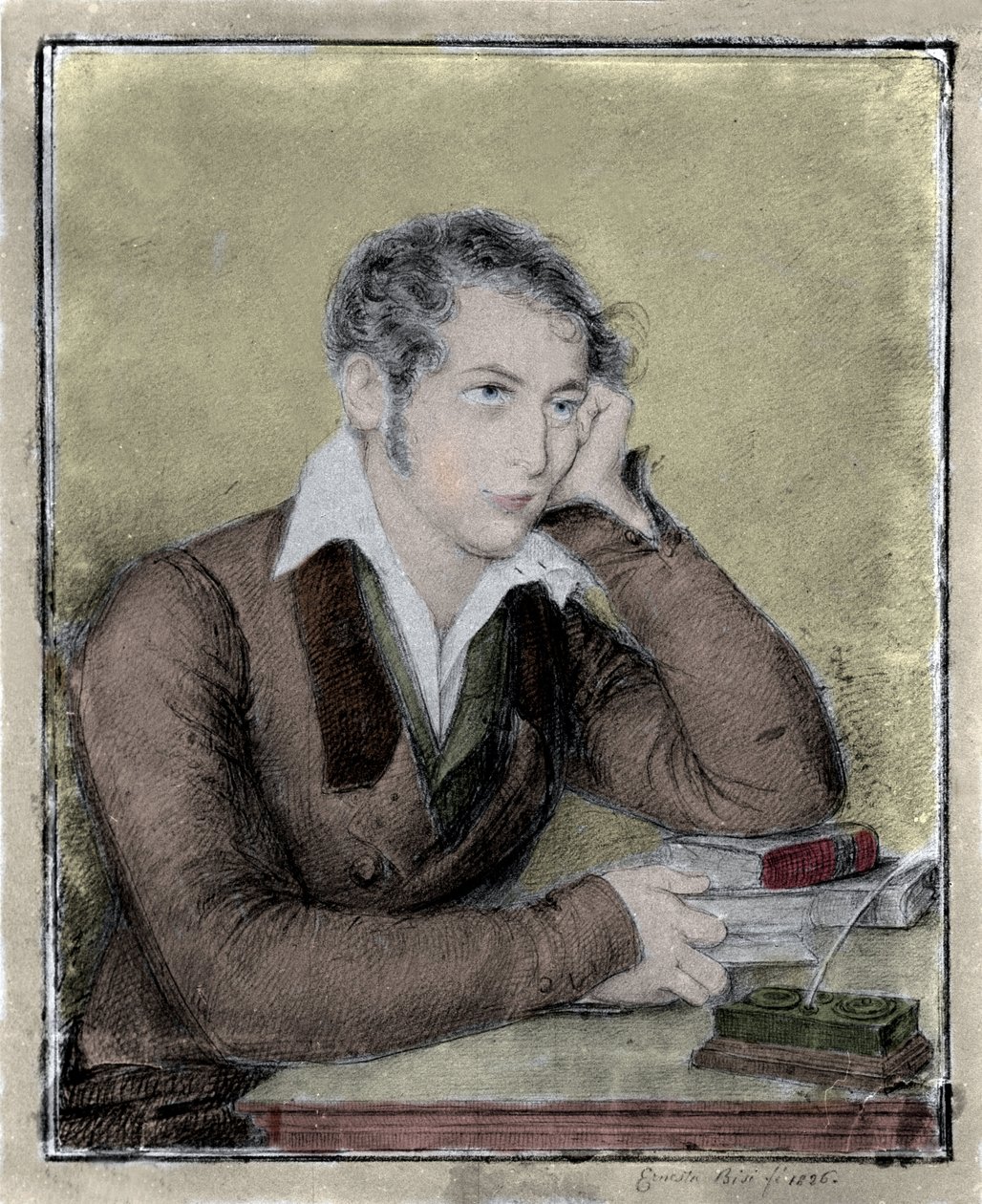 Risorgimento: portræt af patrioten, filosoffen, den politiske tænker Carlo Cattaneo (1801-1869) tegning af Ernesta Bisi af Ernesta Legnani