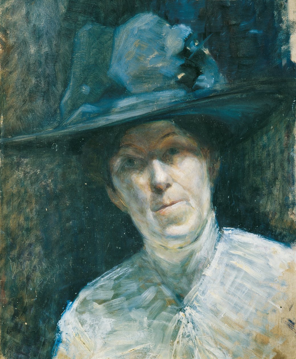 Dame i blå hat af Ernestine von Hüttenbrenner