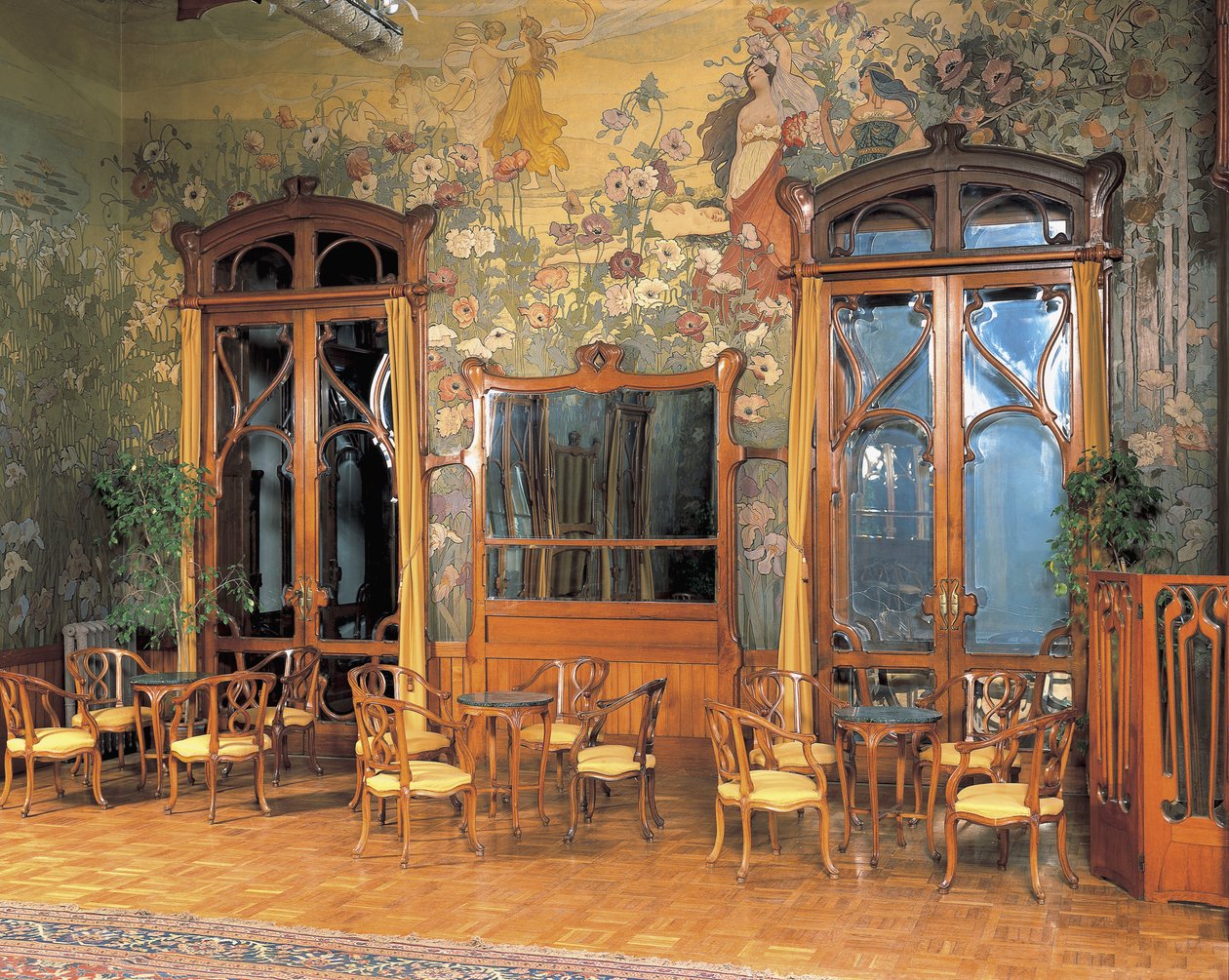 Interiør af hallen på et storslået hotel, Villa Igea, Palermo, Sicilien, Italien af Ernesto Basile
