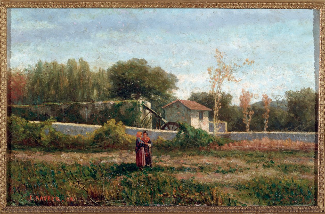 Landskab, Italien (Landskab, Italien) Maleri af Ernesto Rayper (1840-1873) Dim 26x40 cm Gener, Galleria d