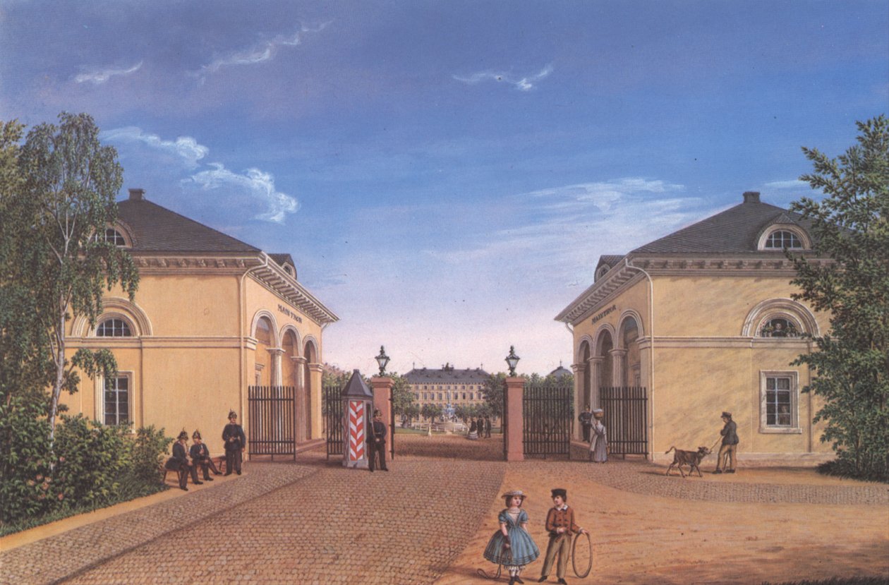 Darmstadt, Frankfurter Tor med udsigt til Mathildenplatz af Ernst August Schnittspahn