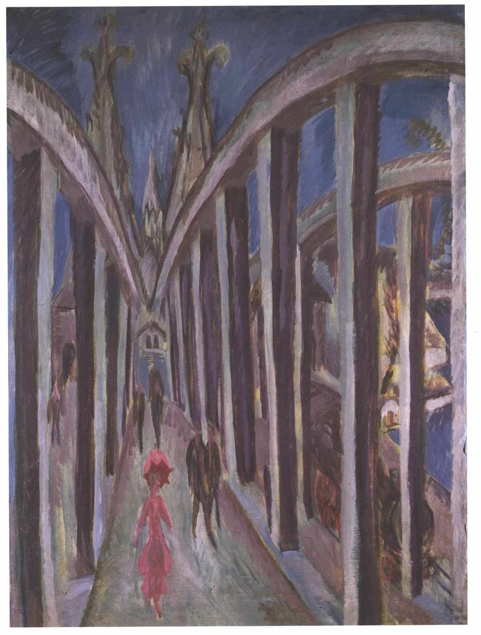 Bro over Rhinen i Köln Tysk: Rheinbrücke i Köln, Rheinbrücke bei Kolnn af Ernst Ludwig Kirchner