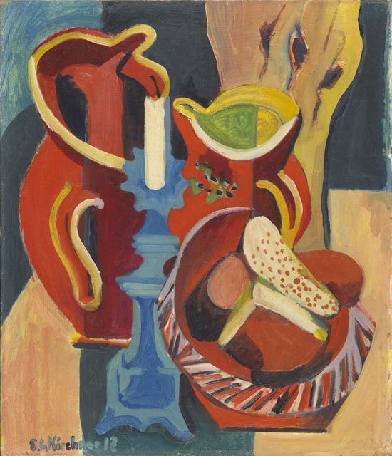 Stilleben med kander og stearinlys af Ernst Ludwig Kirchner