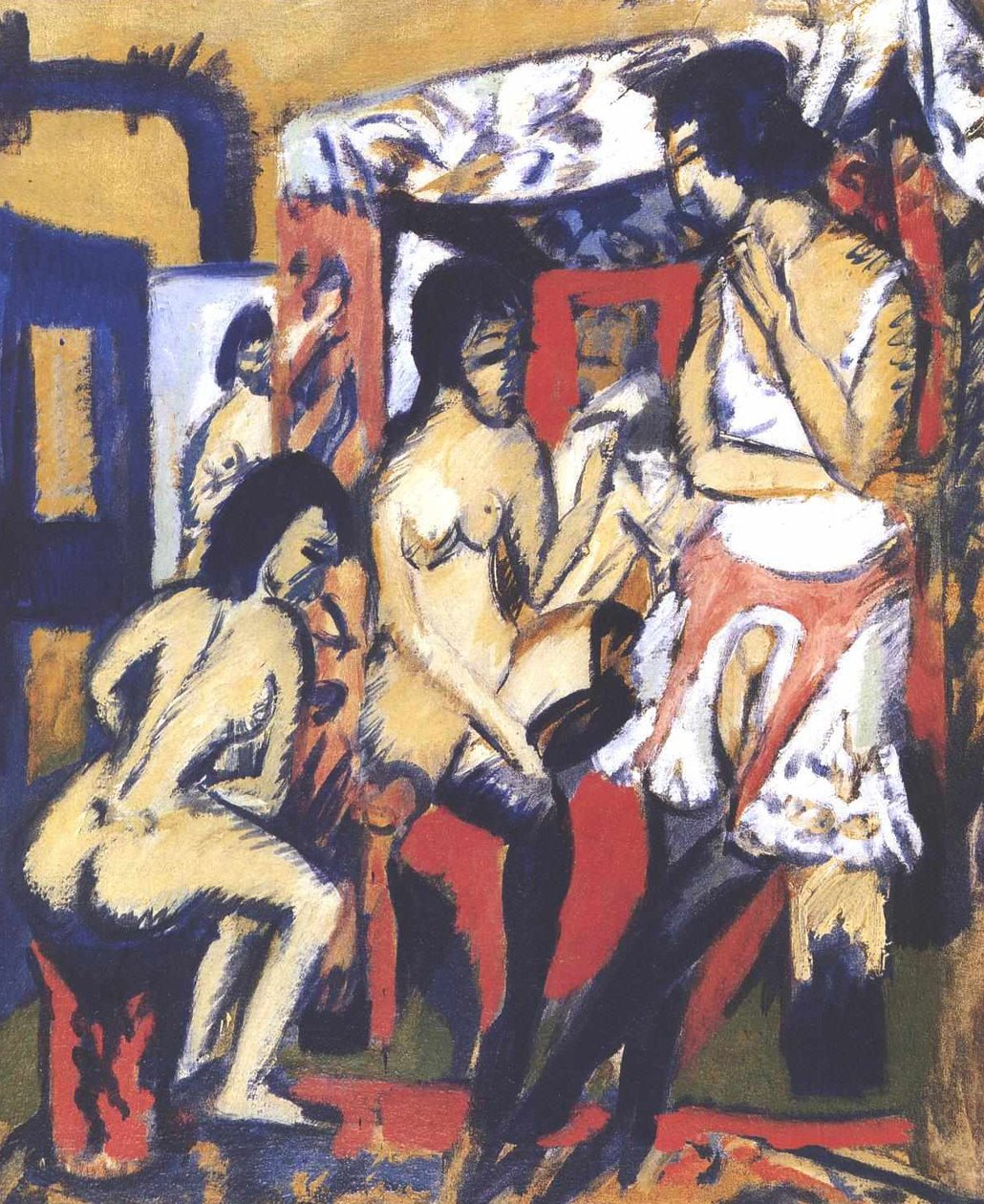Nøgen i studiet af Ernst Ludwig Kirchner