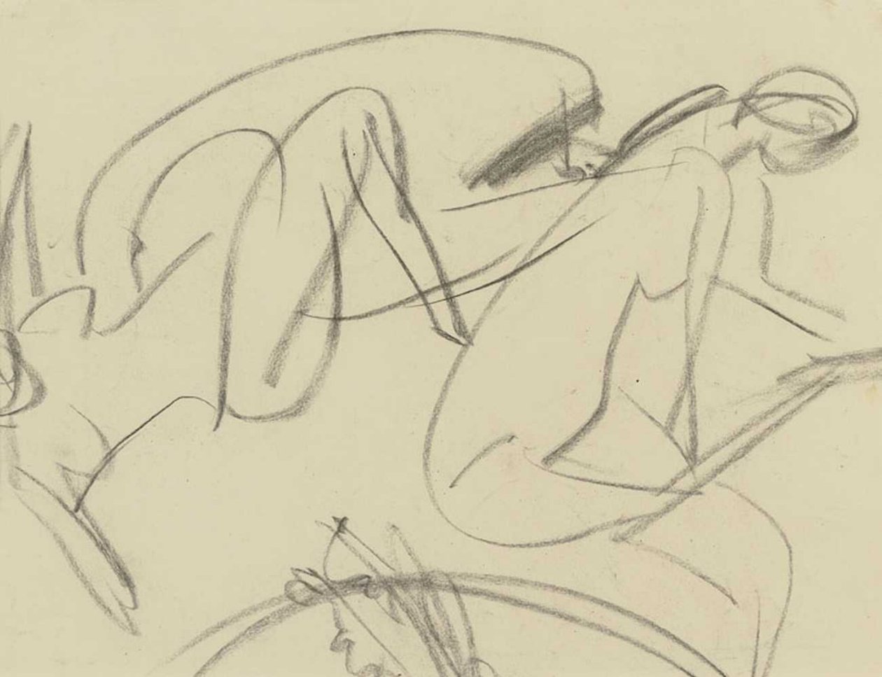 Alpinbønder bag på badegæster af Ernst Ludwig Kirchner