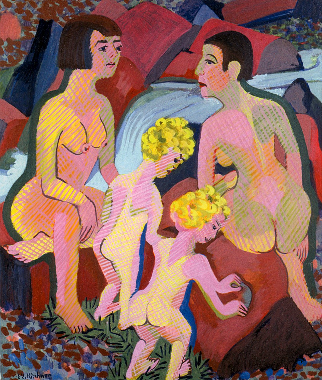 Badning af kvinder og børn af Ernst Ludwig Kirchner