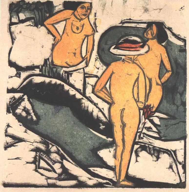 Badende kvinder mellem hvide sten af Ernst Ludwig Kirchner