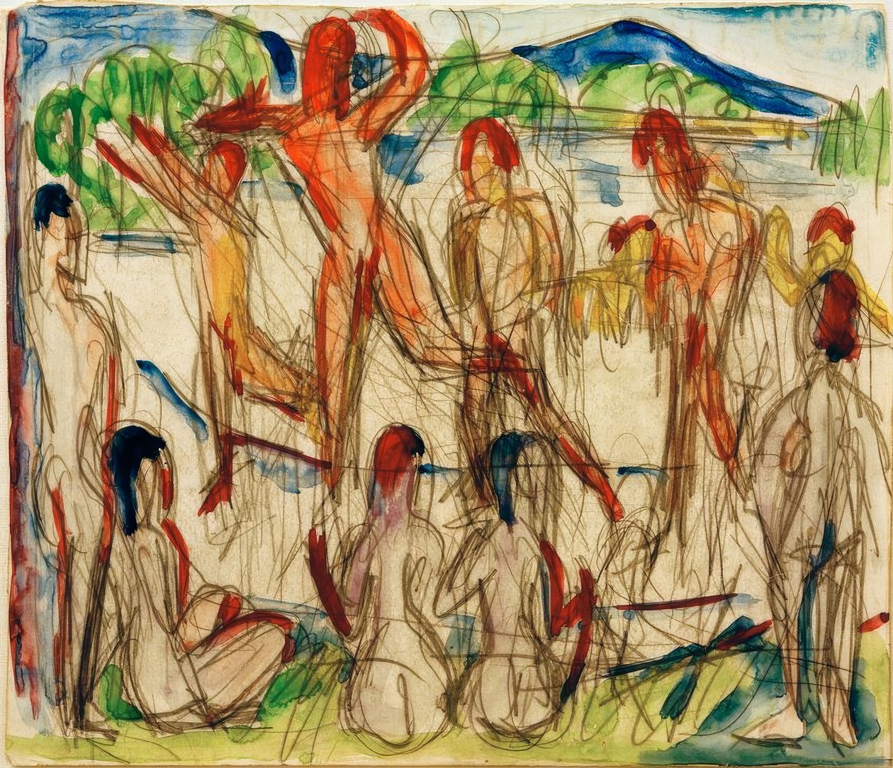 Badende ved søen af Ernst Ludwig Kirchner