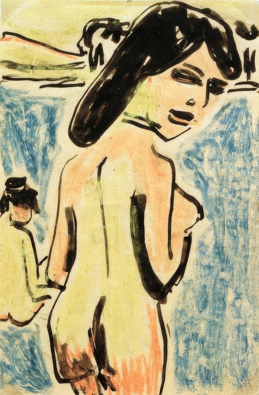 Badende ved dammen af Ernst Ludwig Kirchner