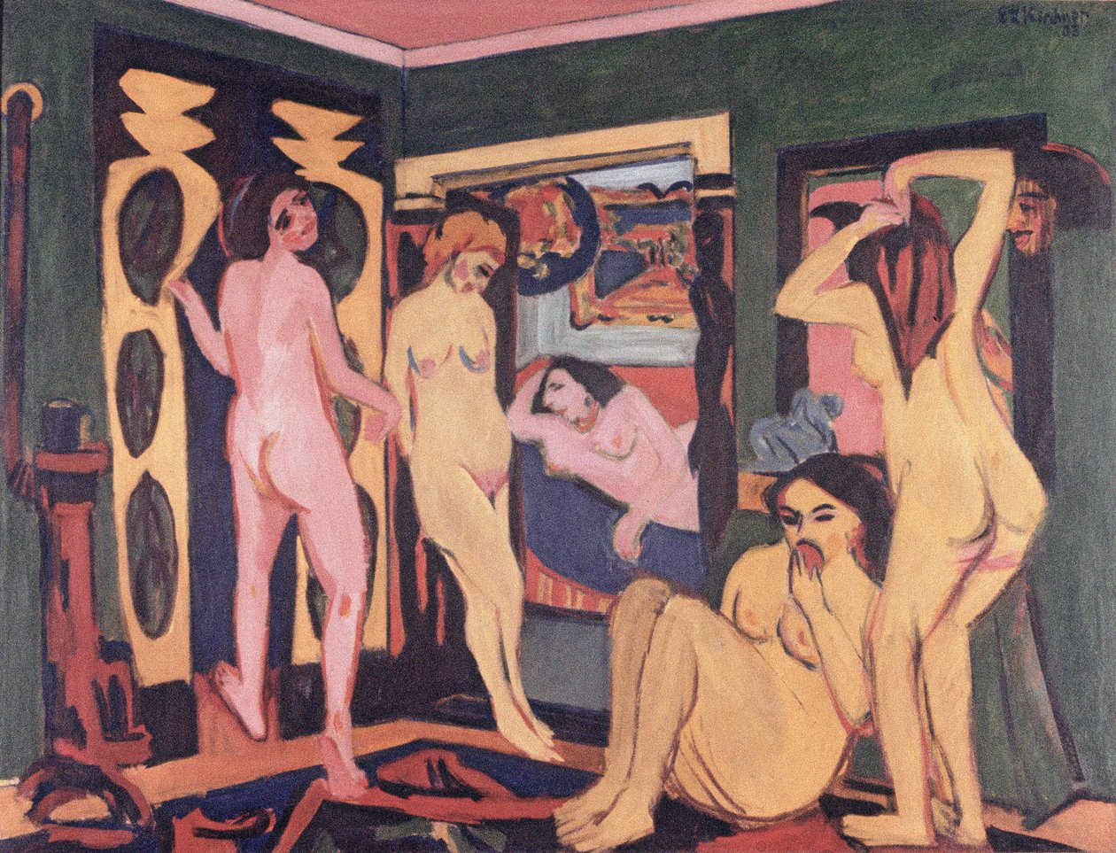 Badende i et værelse, 1908 af Ernst Ludwig Kirchner