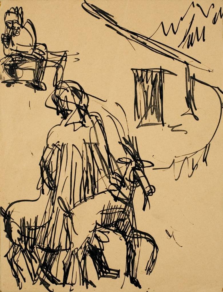 Bjerghytte med geder af Ernst Ludwig Kirchner
