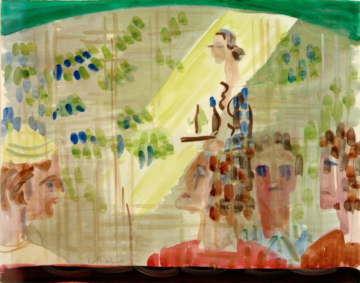 Cafescene med servitrice, set gennem butiksvindue af Ernst Ludwig Kirchner