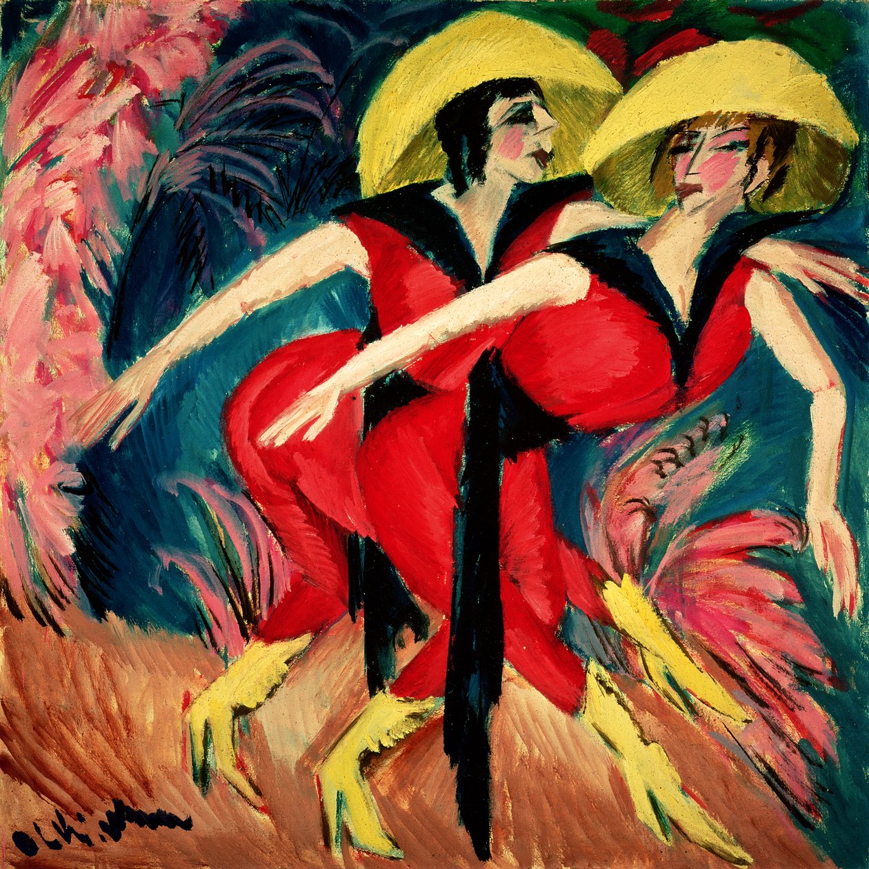 Dansere i rødt, 1914 af Ernst Ludwig Kirchner