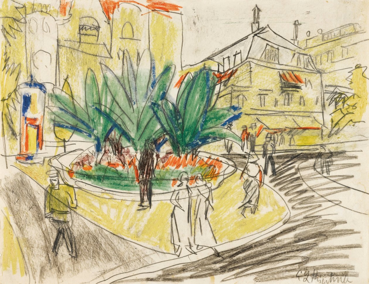Skovlen på Albertplatz i Dresden af Ernst Ludwig Kirchner