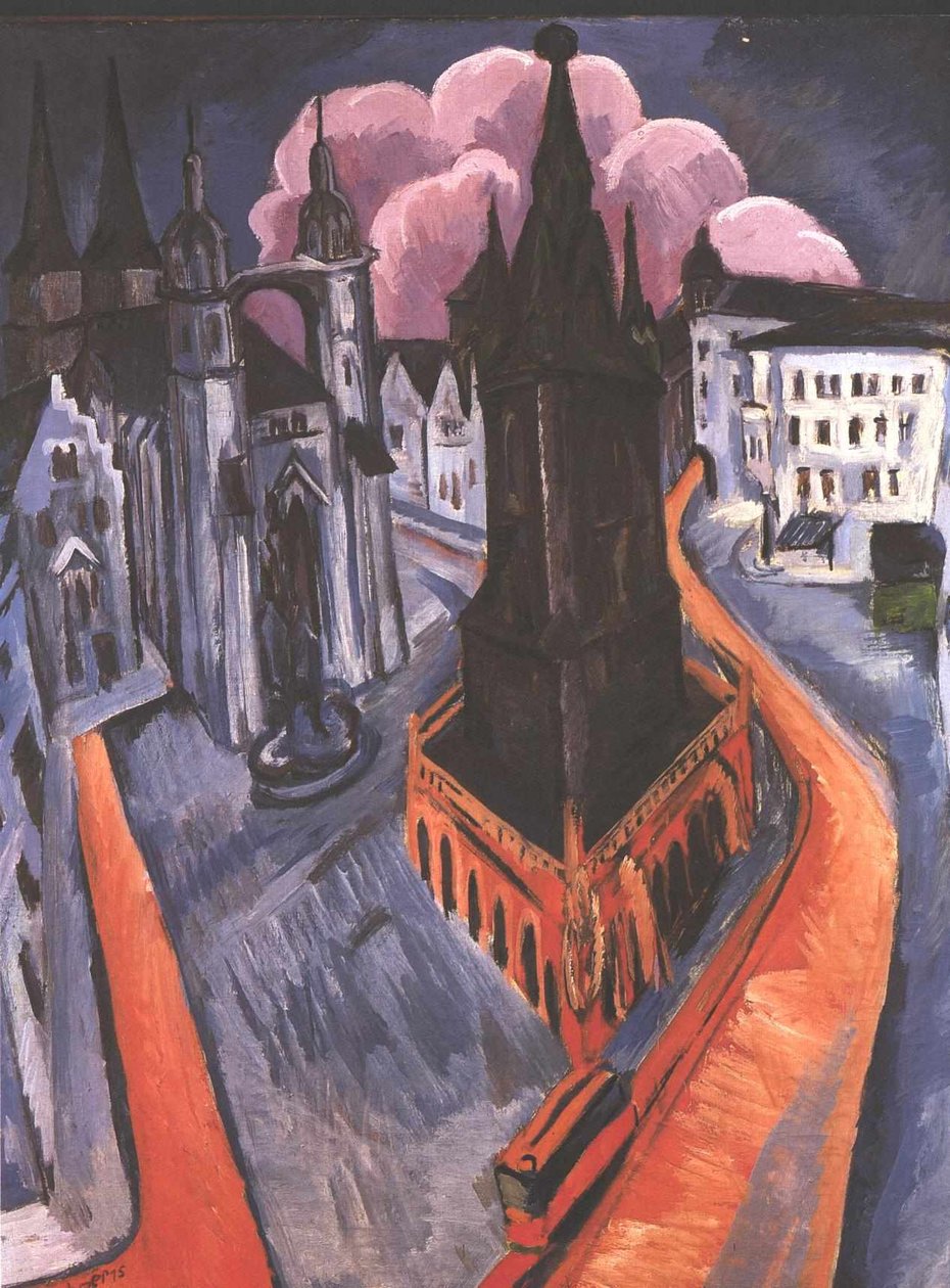 Det røde tårn i Halle af Ernst Ludwig Kirchner