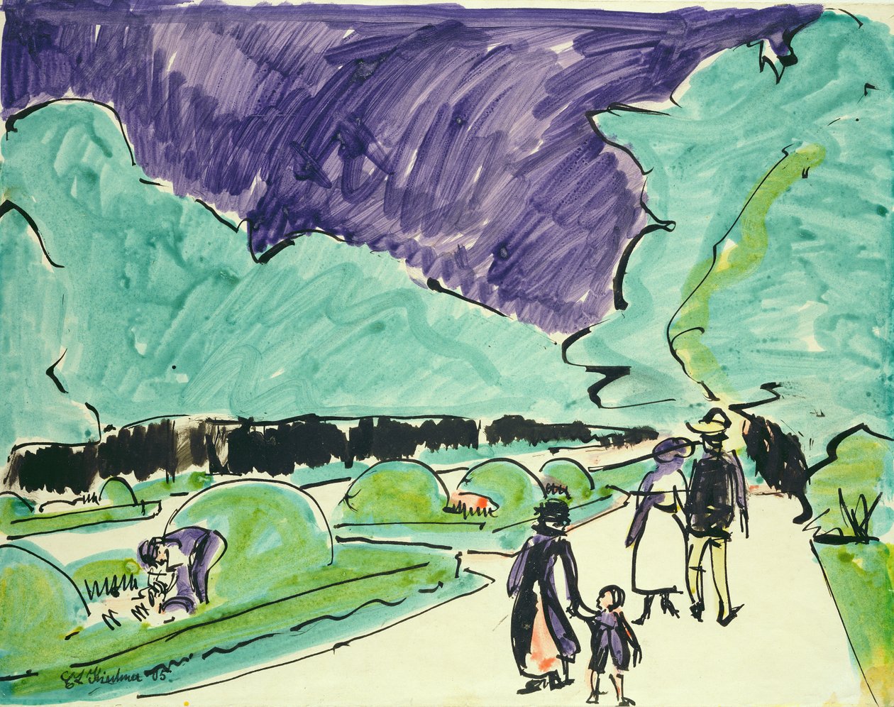 Indgang til en stor have i Dresden, 1905 (pen og blæk og wc på papir) af Ernst Ludwig Kirchner