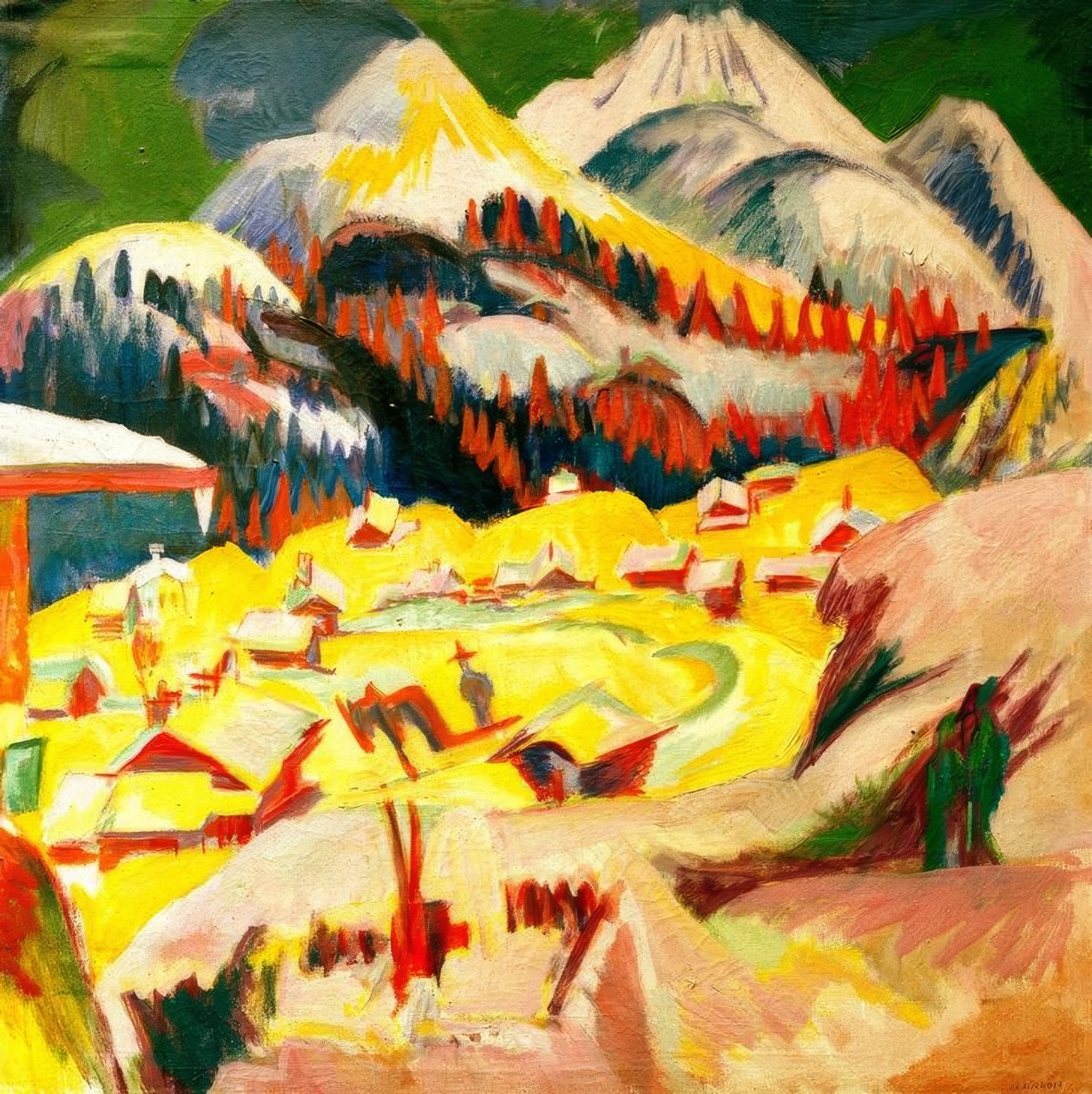 Frauenkirch i vinter af Ernst Ludwig Kirchner