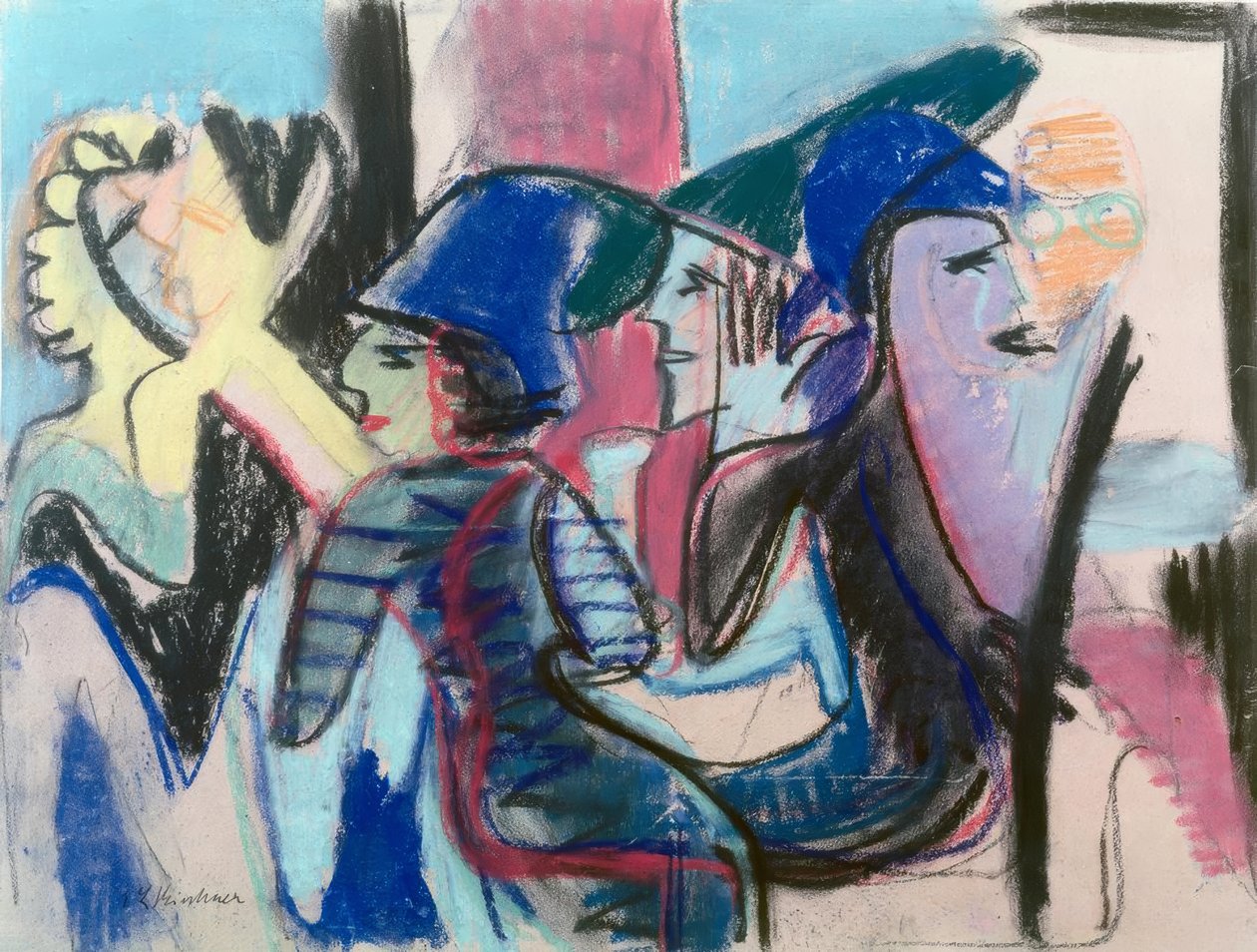 Fem gæster i caféen af Ernst Ludwig Kirchner