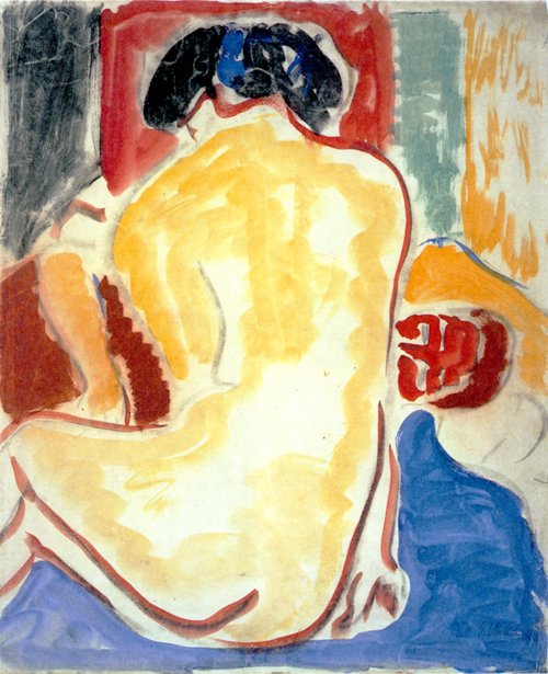 Gul ryg nøgen af Ernst Ludwig Kirchner