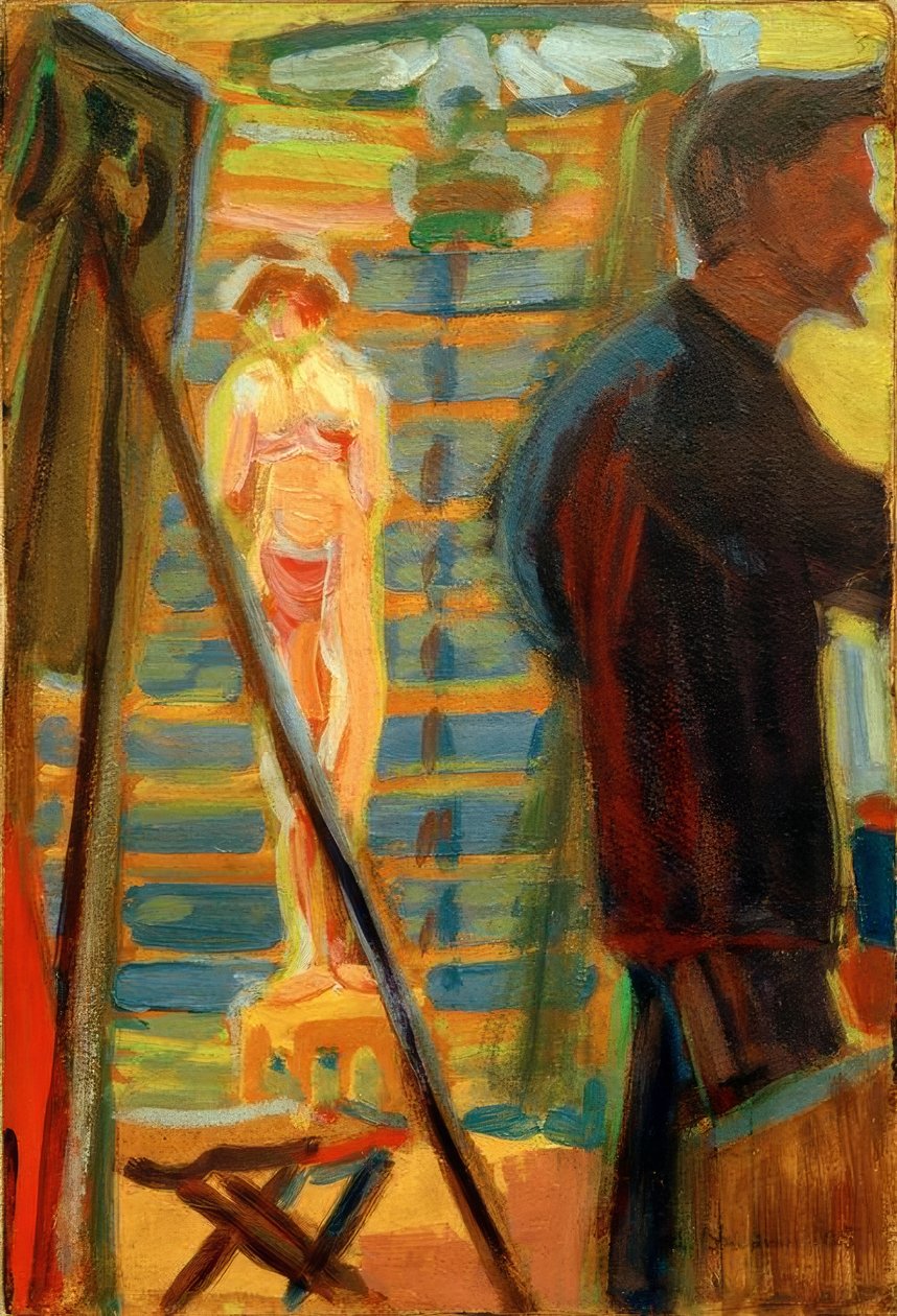 Heckel og model i studiet af Ernst Ludwig Kirchner
