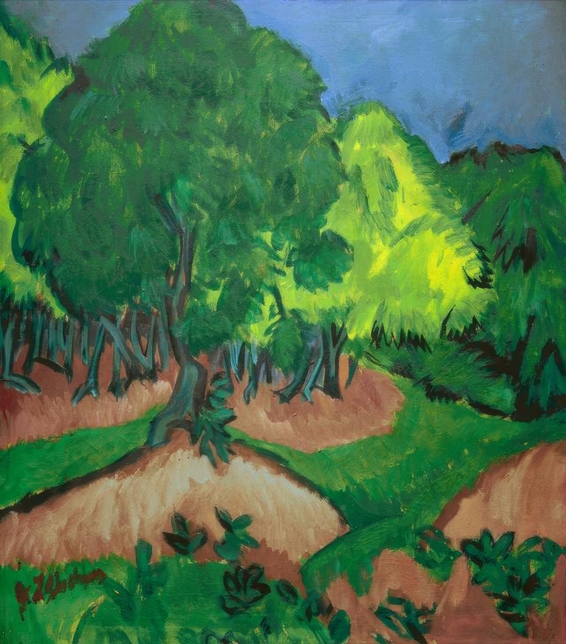 Landskab med et kastanjetræ af Ernst Ludwig Kirchner