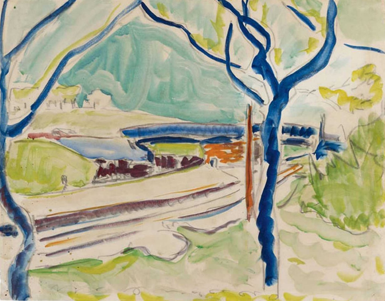 Landskab med sø af Ernst Ludwig Kirchner