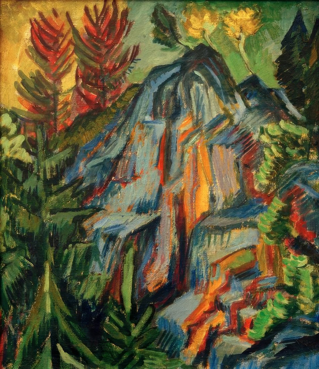 Landskab med blå klipper og vandfald af Ernst Ludwig Kirchner
