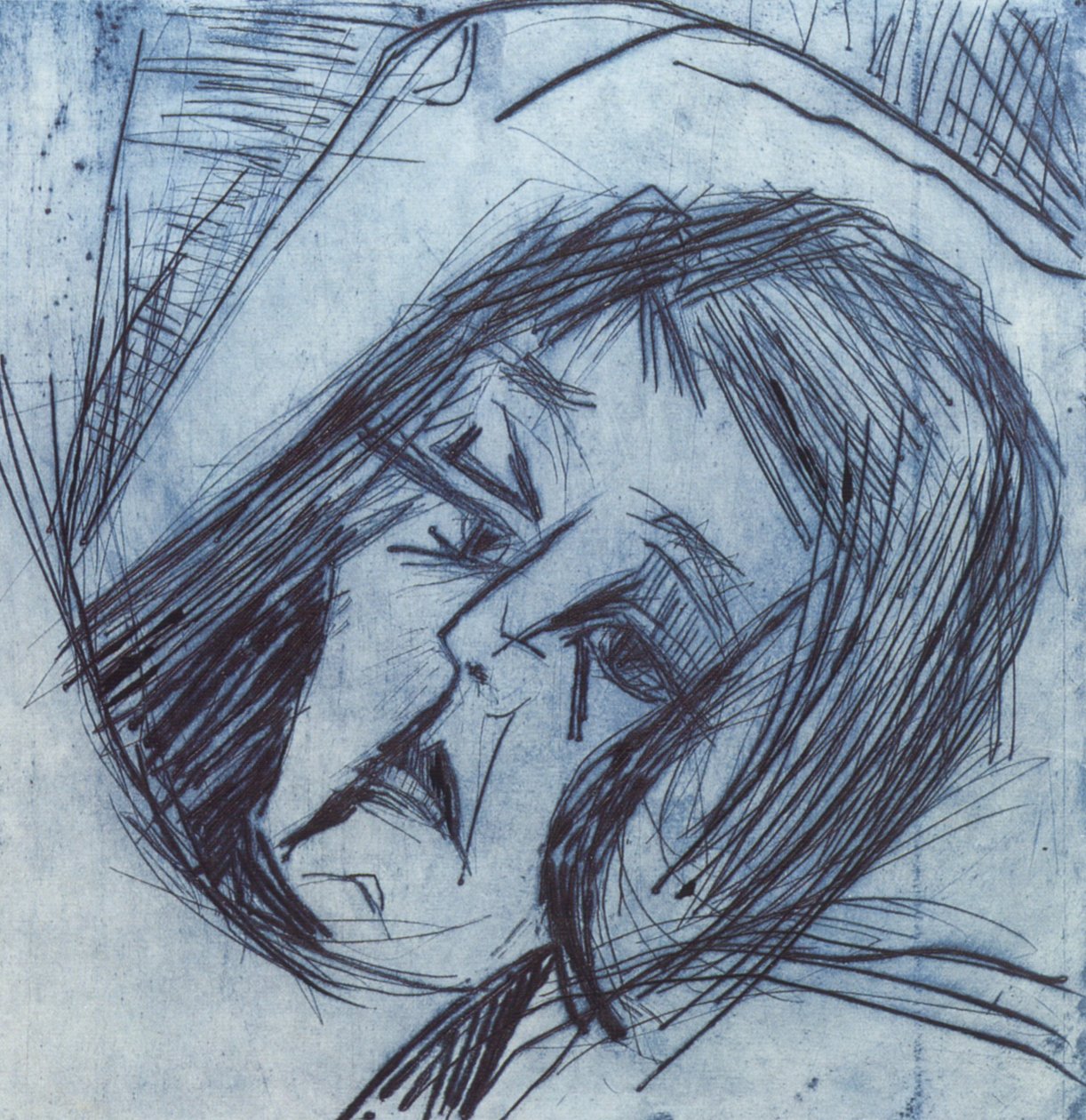 Liggende pigehoved af Ernst Ludwig Kirchner