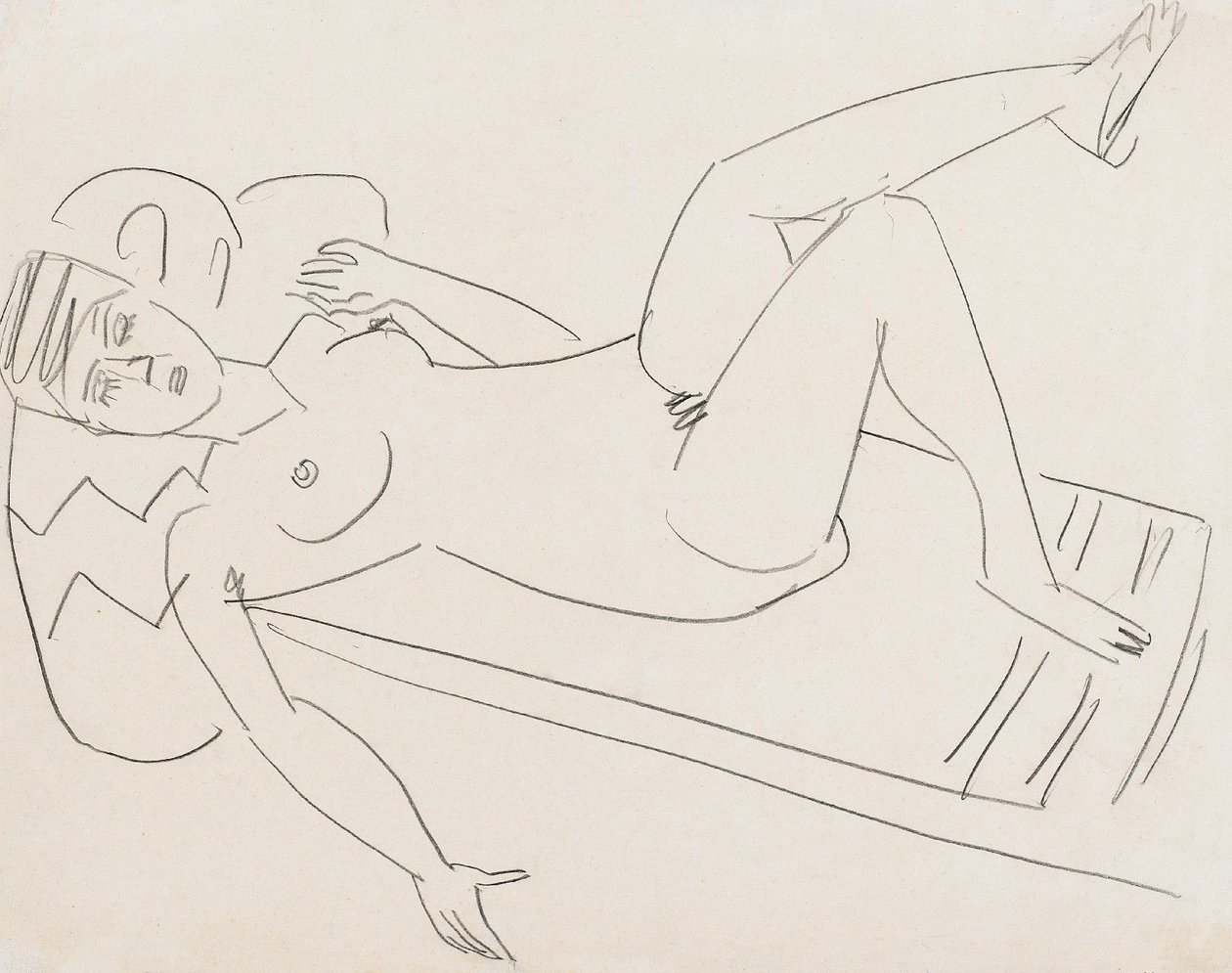 Liggende pige af Ernst Ludwig Kirchner