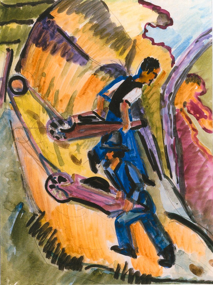 Mænd med trillebøre af Ernst Ludwig Kirchner