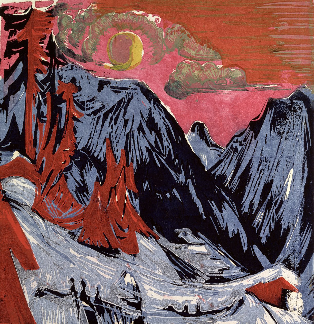 Bjerge om vinteren, 1919 af Ernst Ludwig Kirchner