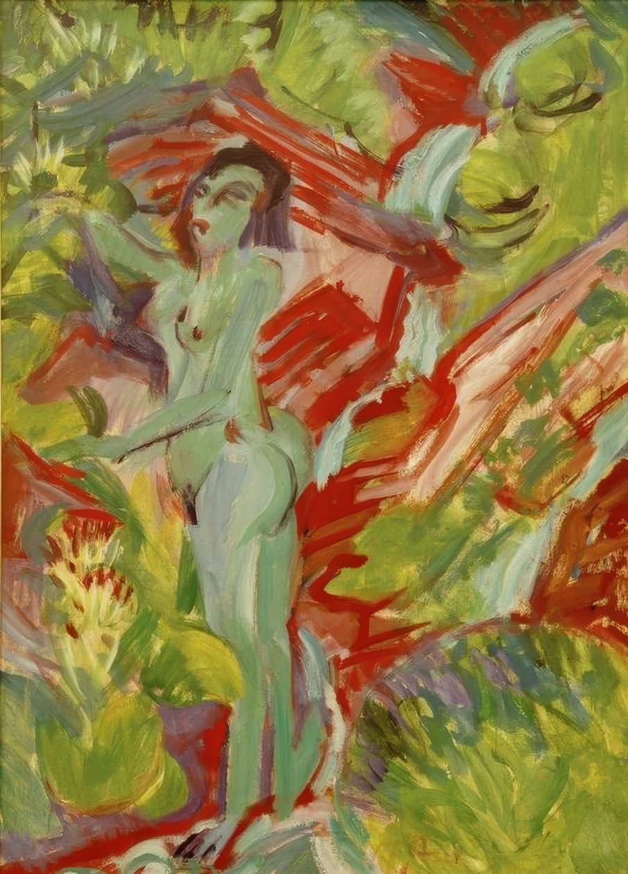 Nøgen kvinde ved kilden af Ernst Ludwig Kirchner