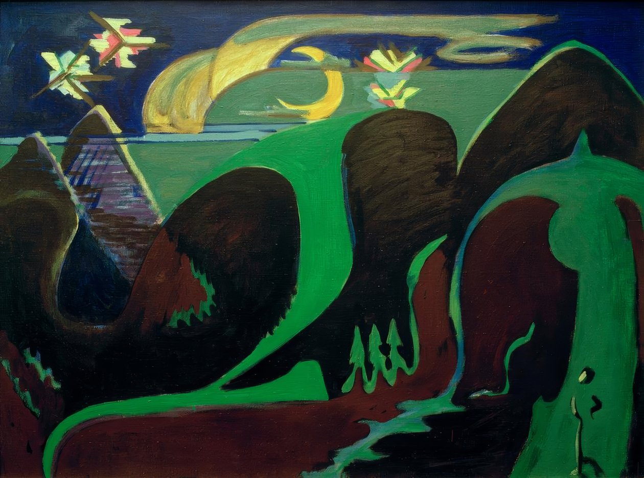 Natligt fantasilandskab af Ernst Ludwig Kirchner
