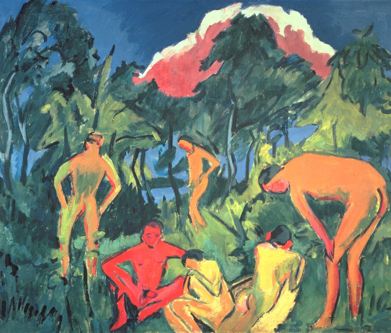 Nøgenbilleder i solen, Moritzburg af Ernst Ludwig Kirchner