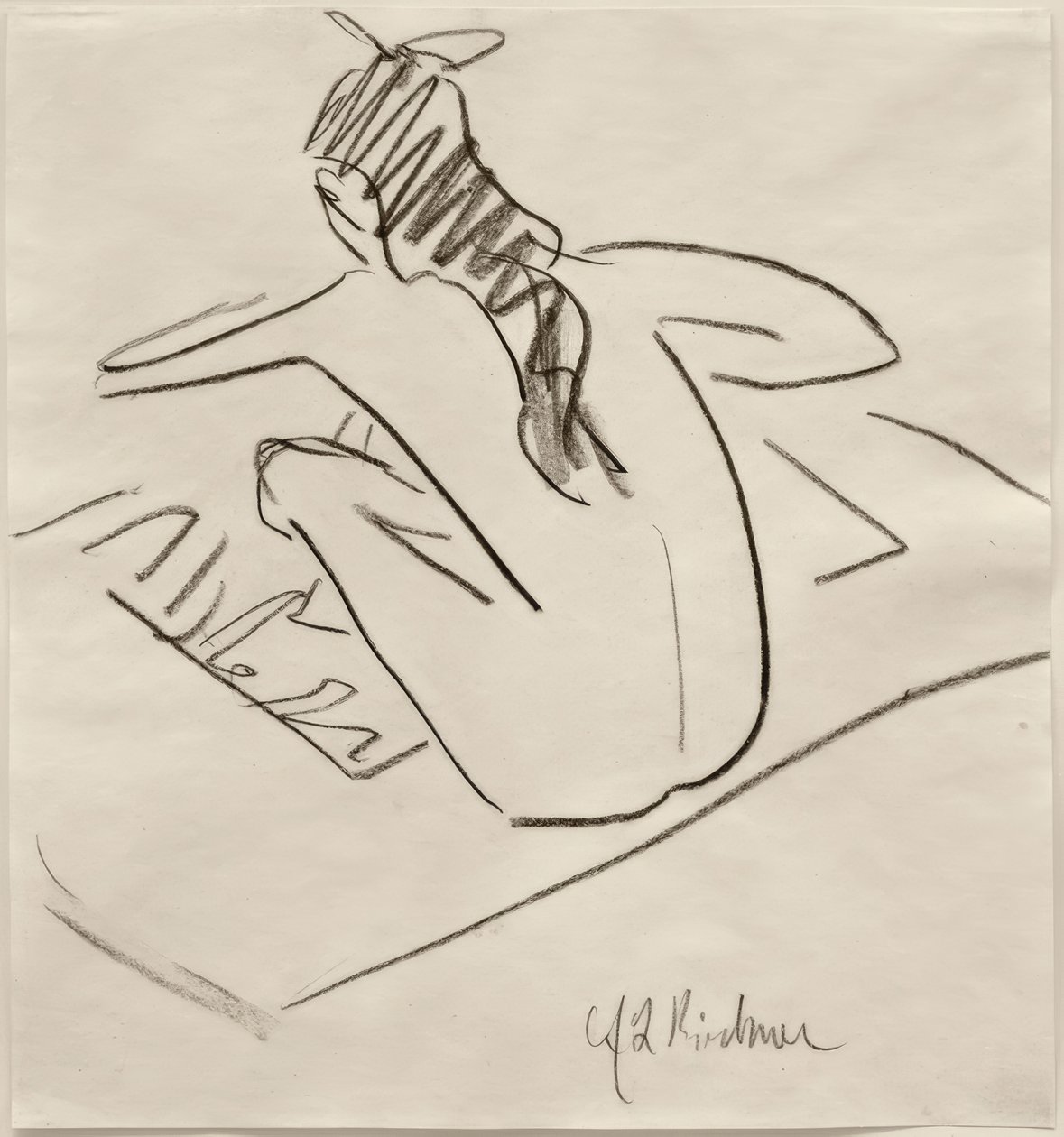 Uden titel (Siddende Fränzi bagfra) af Ernst Ludwig Kirchner