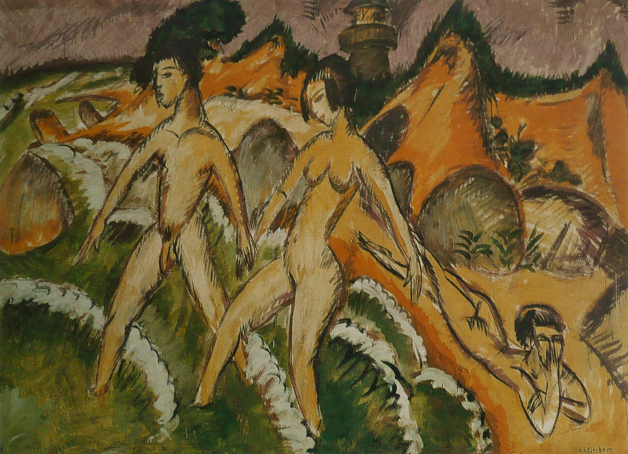 Mennesker, der går i havet af Ernst Ludwig Kirchner