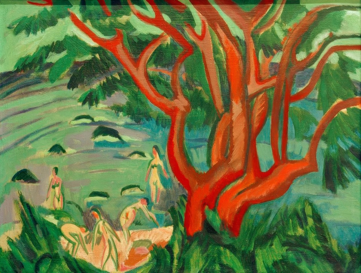 Rødt træ på stranden af Ernst Ludwig Kirchner